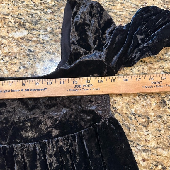 Free People Oh so Easy Black Velvet Babydoll mini Dress Long Sleeve Size Small - Picture 4 of 9